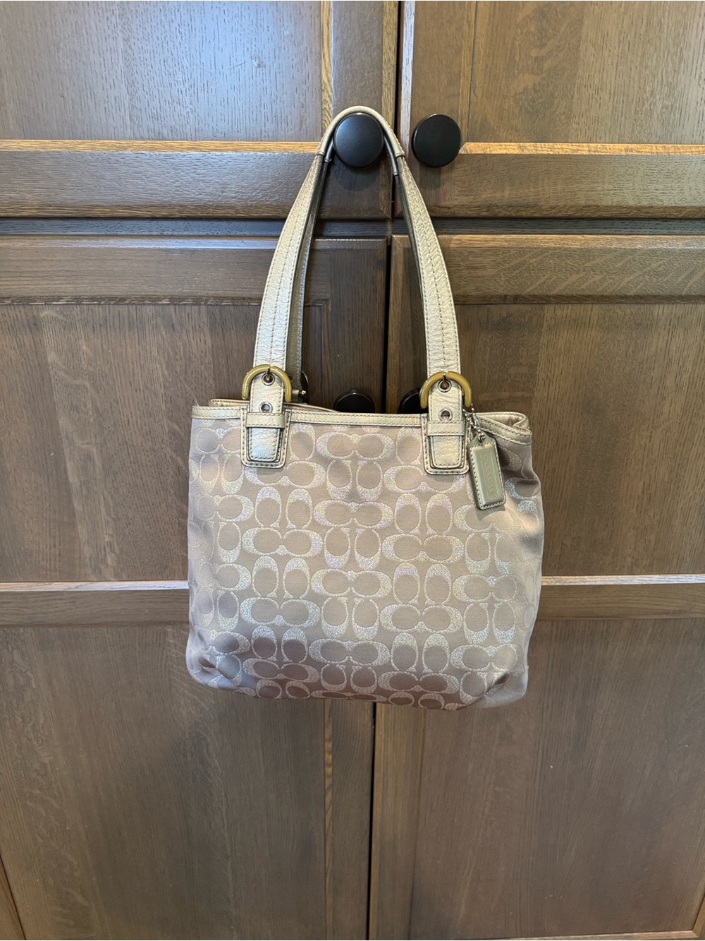 Coach Soho Metallic Signature Leather Canvas Shoulder  Purse